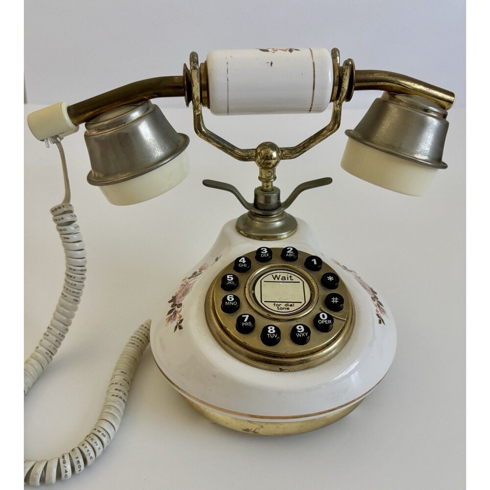 VINTAGE COLUMBIA TEL-COM PHONE PF 700 Push Button Cradle Untested Movie Prop